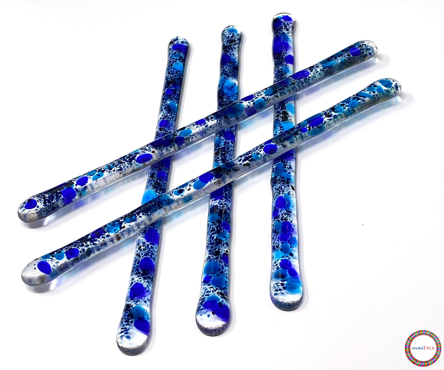 studioTica® Glass Swizzle Sticks - Midnight Blue