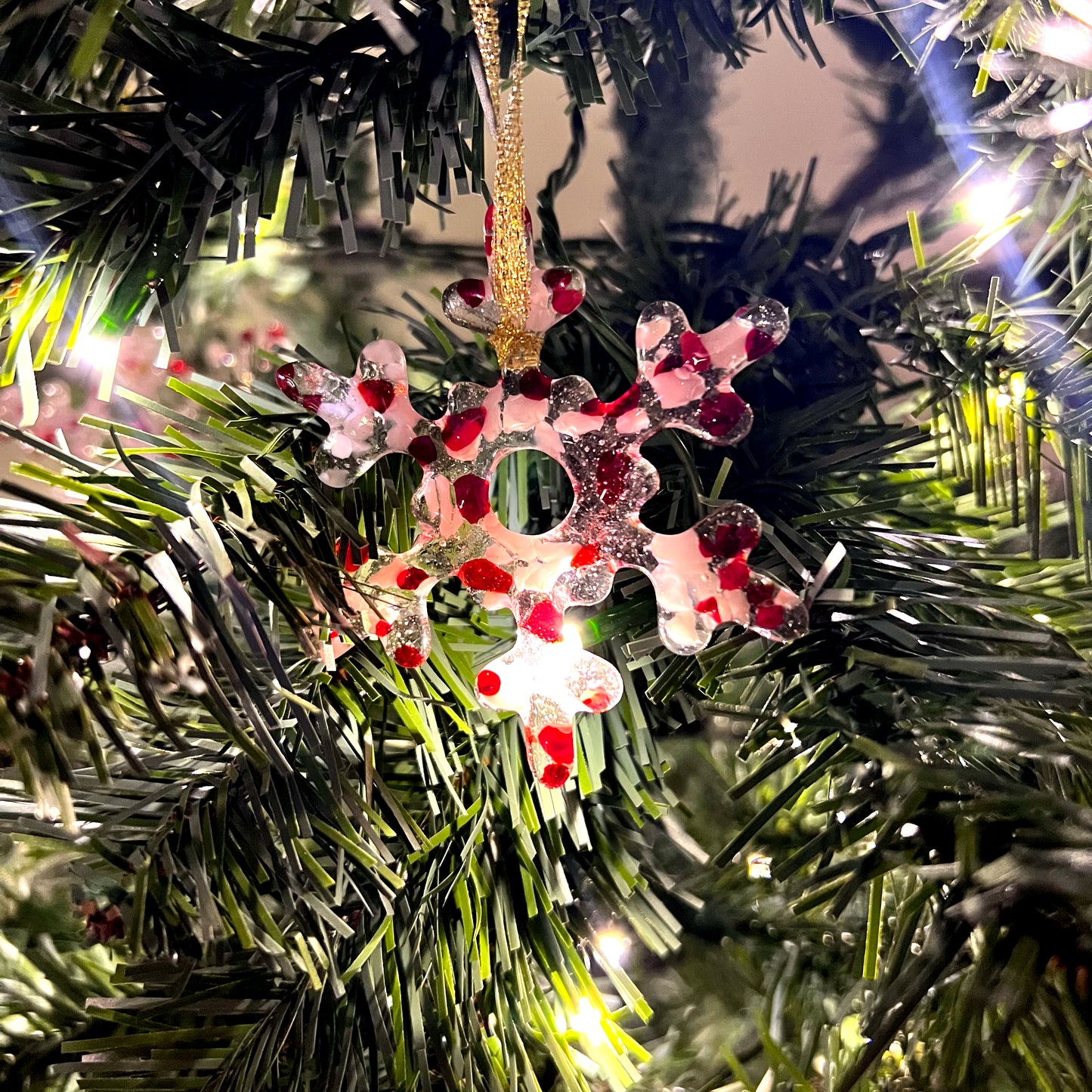 studioTica® Glass Snowflake - Wanda's Candy Cane