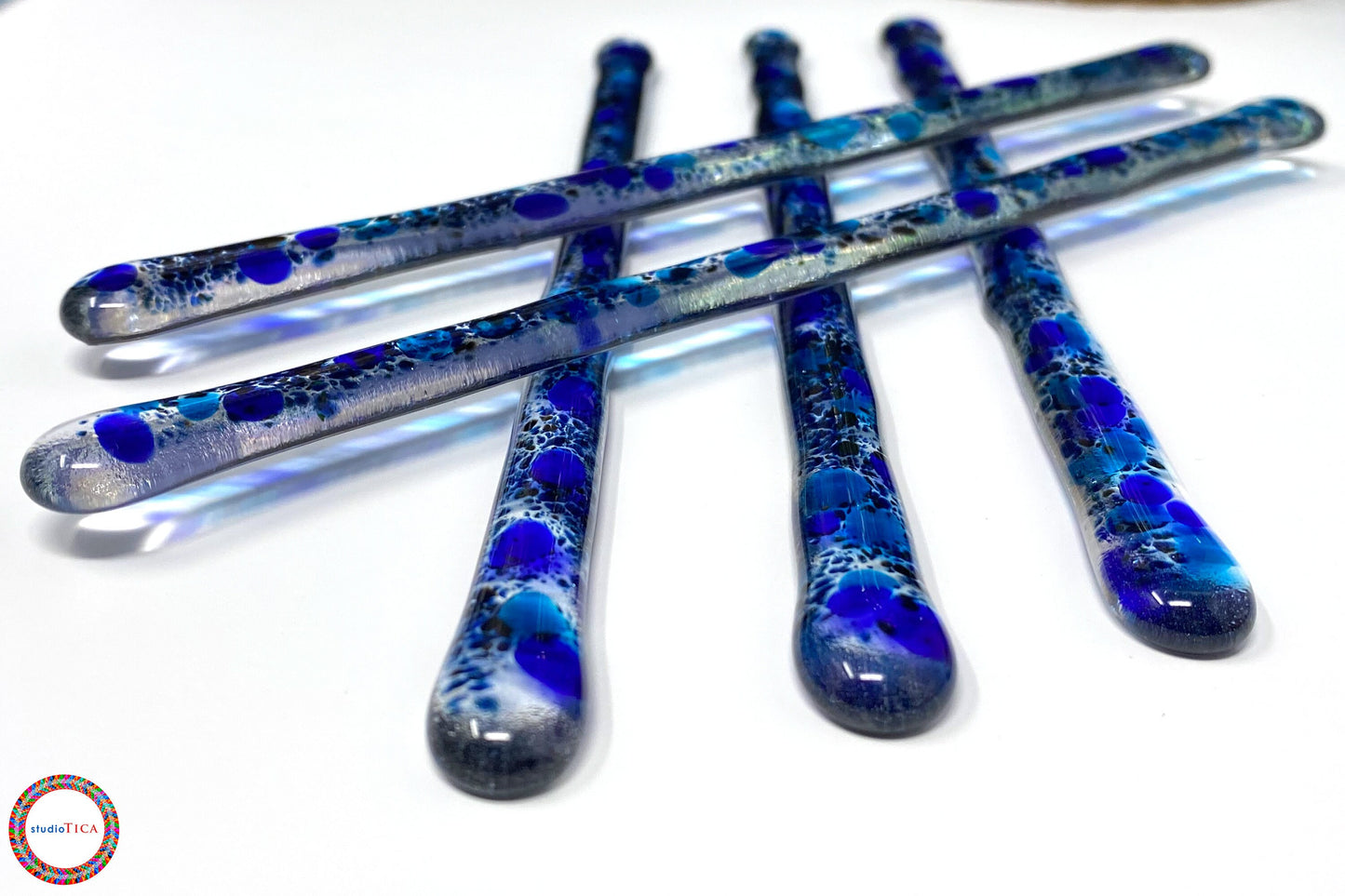 studioTica® Glass Swizzle Sticks - Midnight Blue