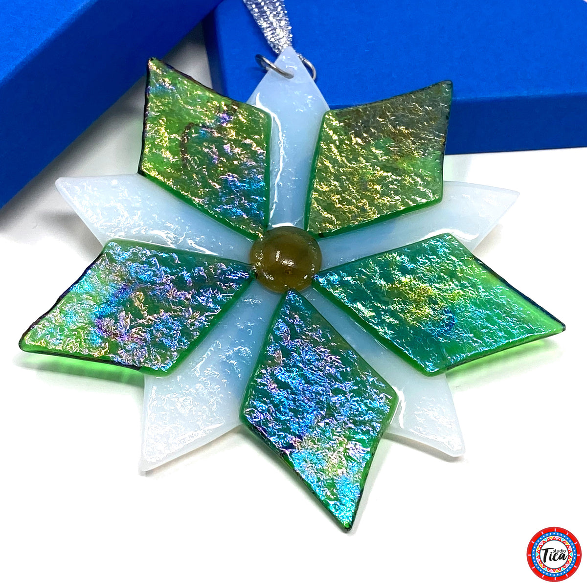 Handmade Glass Ornament - Poinsettia