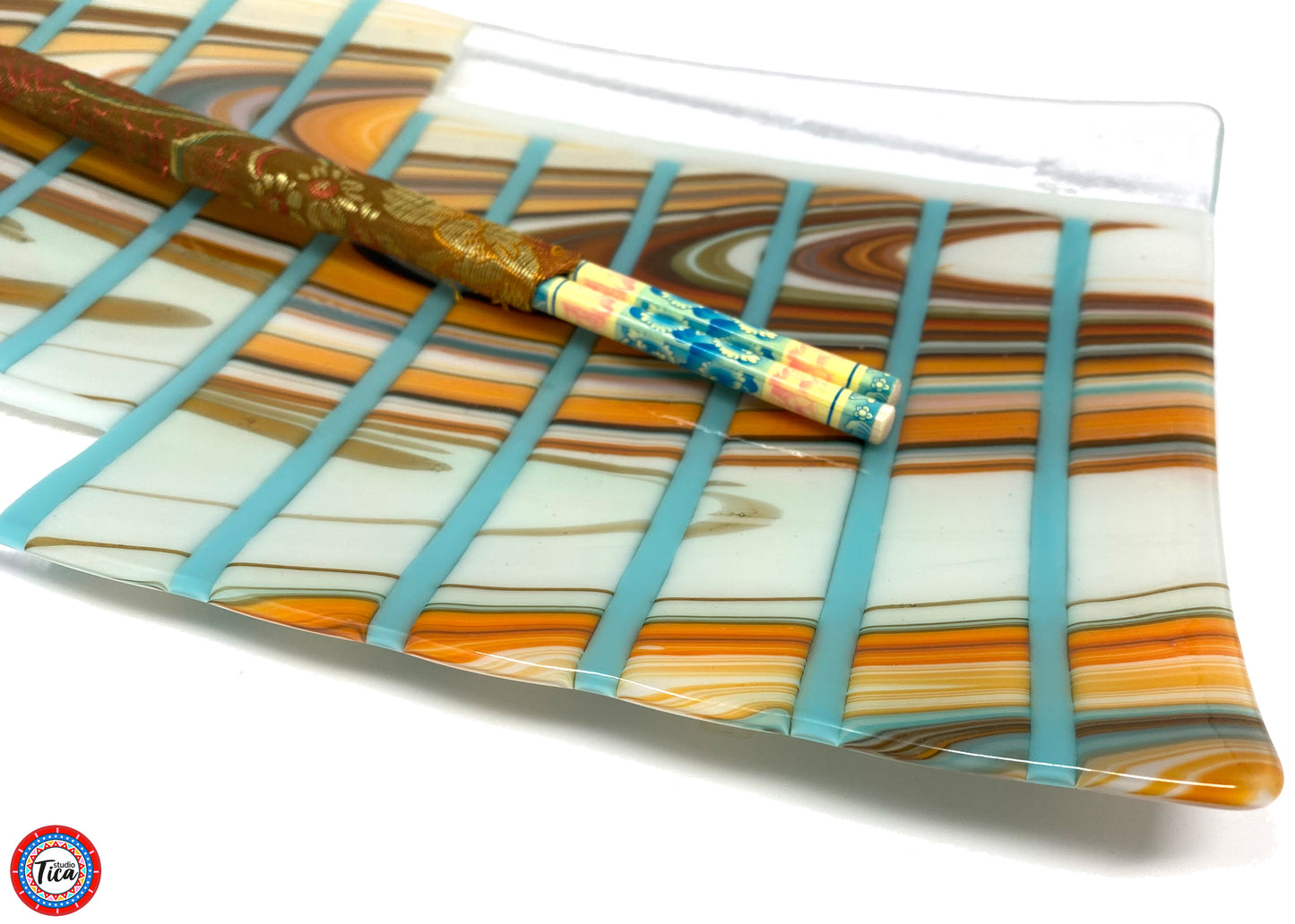 studioTica® Glass Centerpiece - 15" - Southwest Stripes