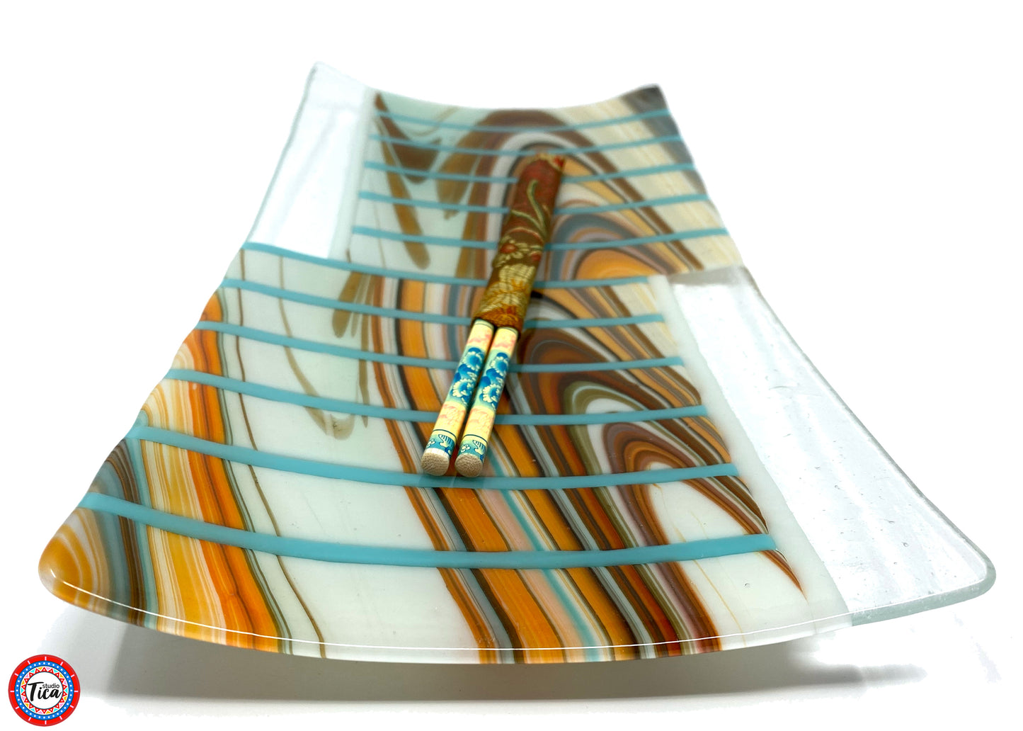 studioTica® Glass Centerpiece - 15" - Southwest Stripes