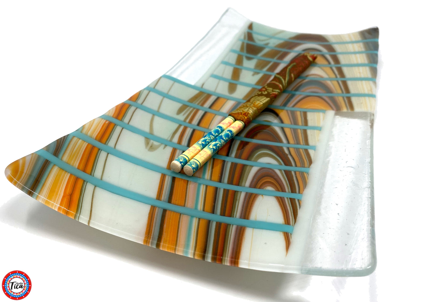 studioTica® Glass Centerpiece - 15" - Southwest Stripes