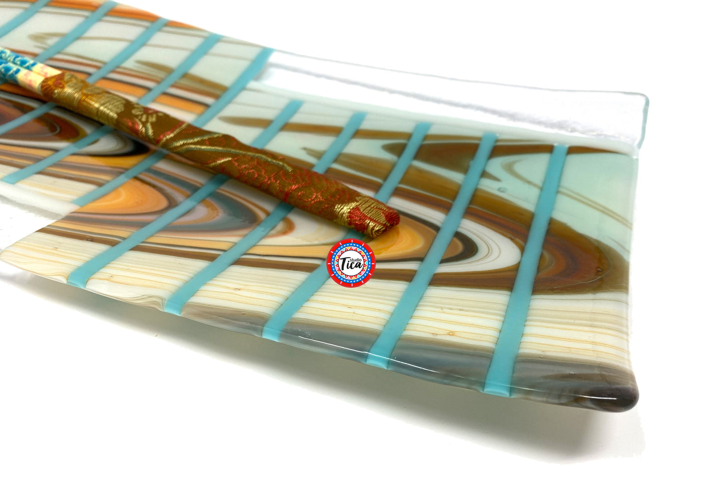 studioTica® Glass Centerpiece - 15" - Southwest Stripes