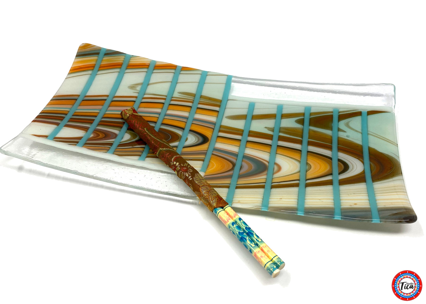 studioTica® Glass Centerpiece - 15" - Southwest Stripes