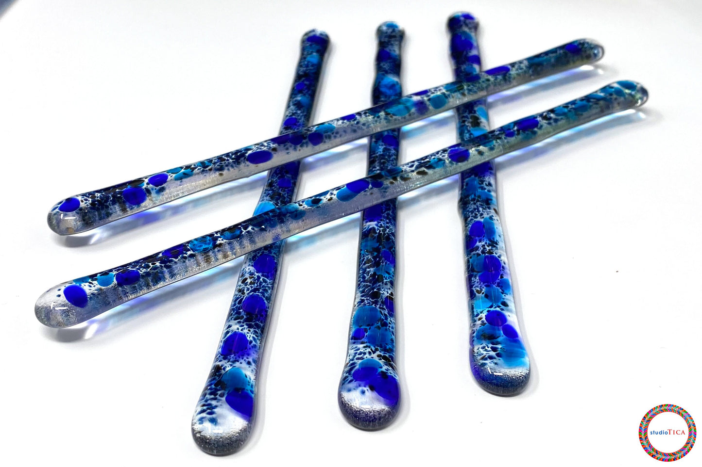 studioTica® Glass Swizzle Sticks - Midnight Blue