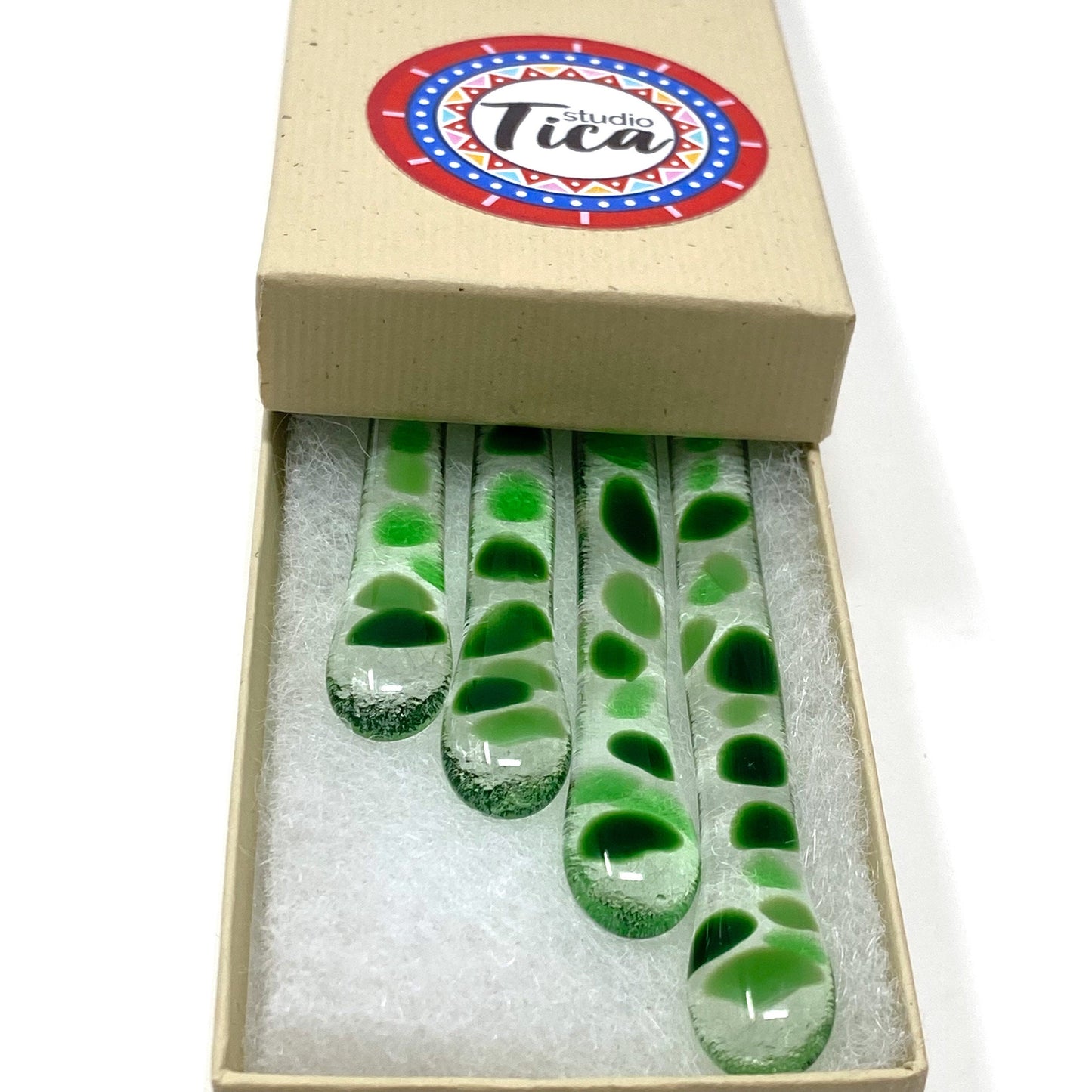 studioTica® Glass Swizzle Sticks - Rainforest Greens