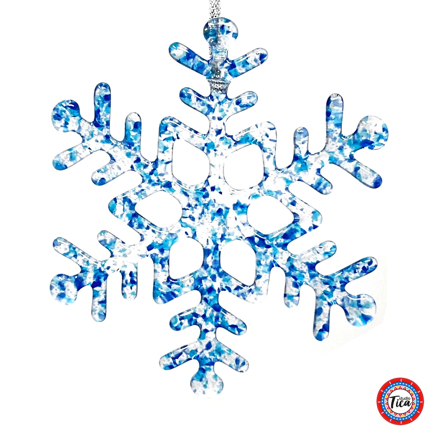 Handmade Glass Snowflake - Winter Blue - by studioTica