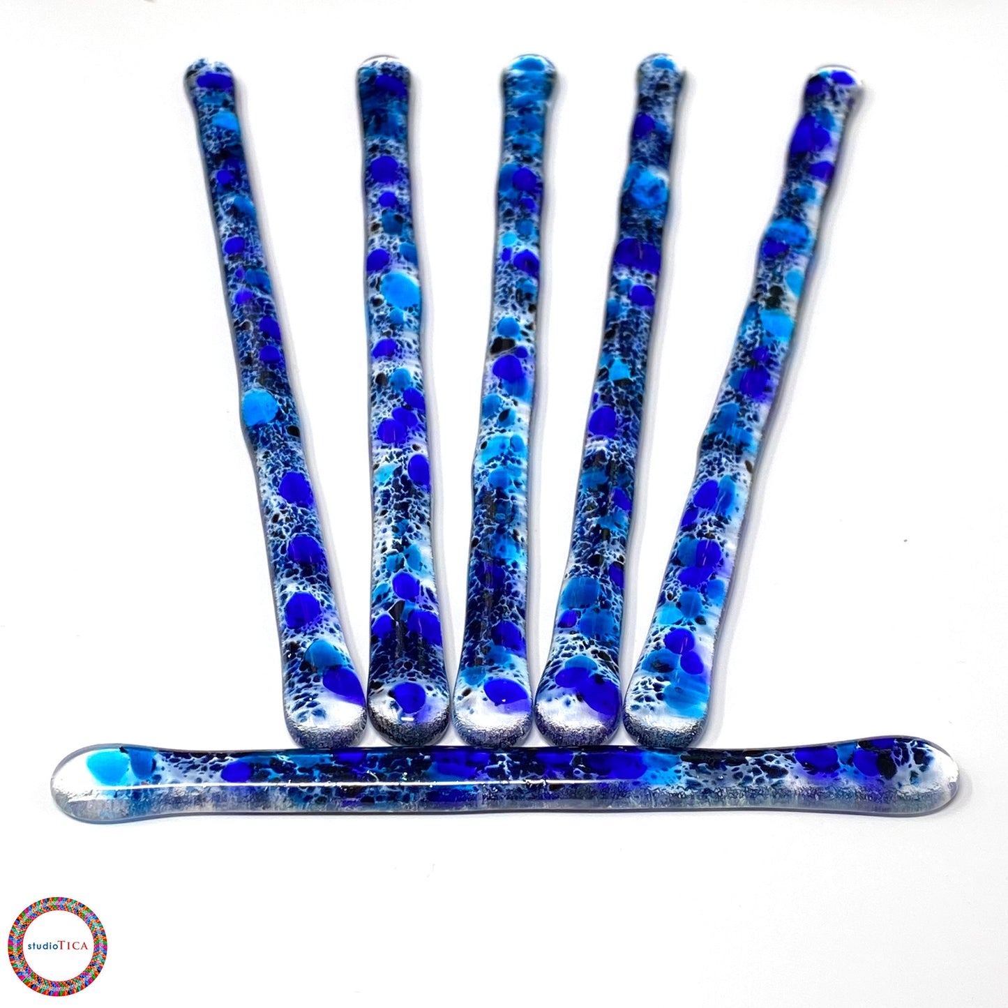 studioTica® Glass Swizzle Sticks - Midnight Blue