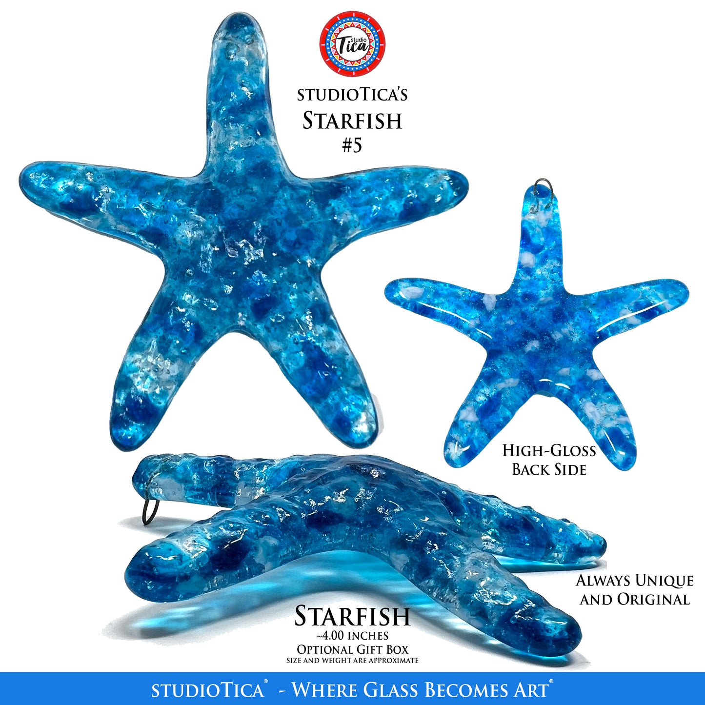 studioTica® Glass Starfish - Starfish Blues