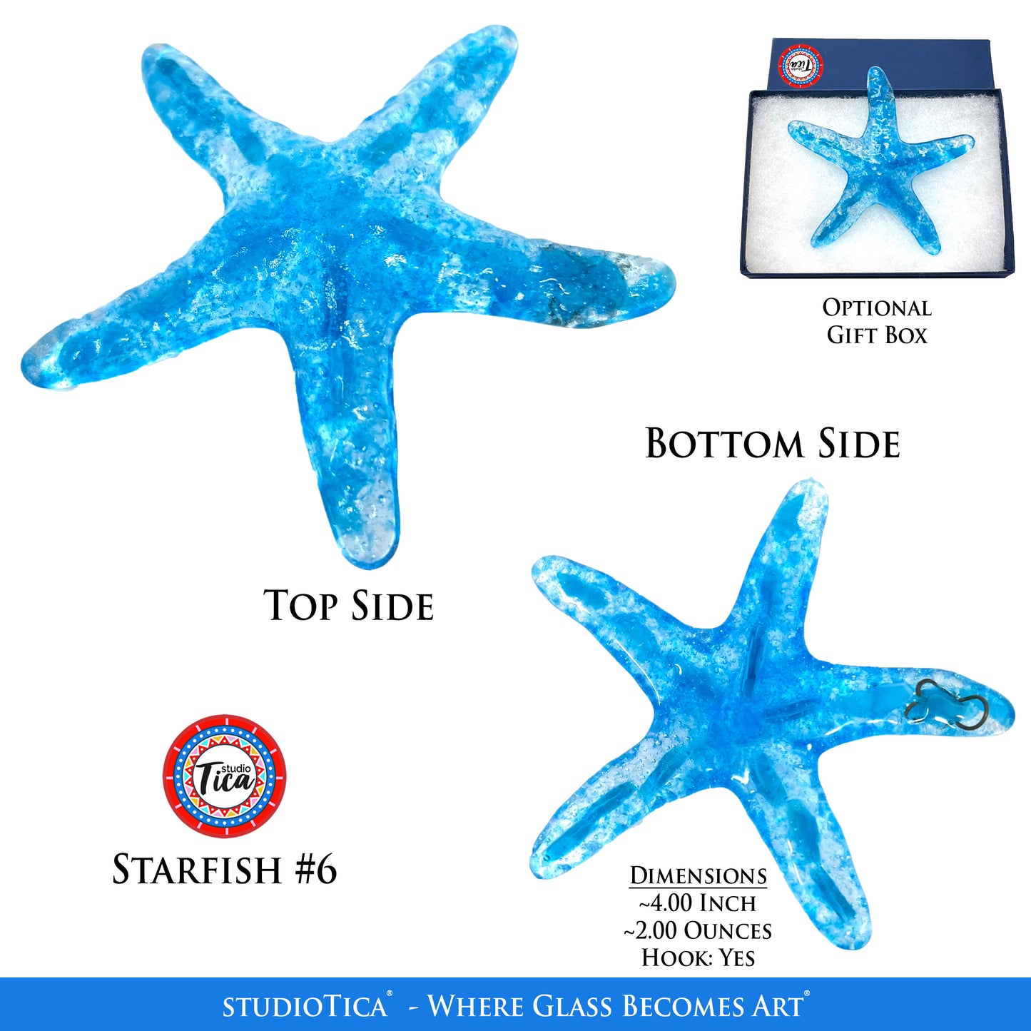 studioTica® Glass Starfish - Starfish Blues
