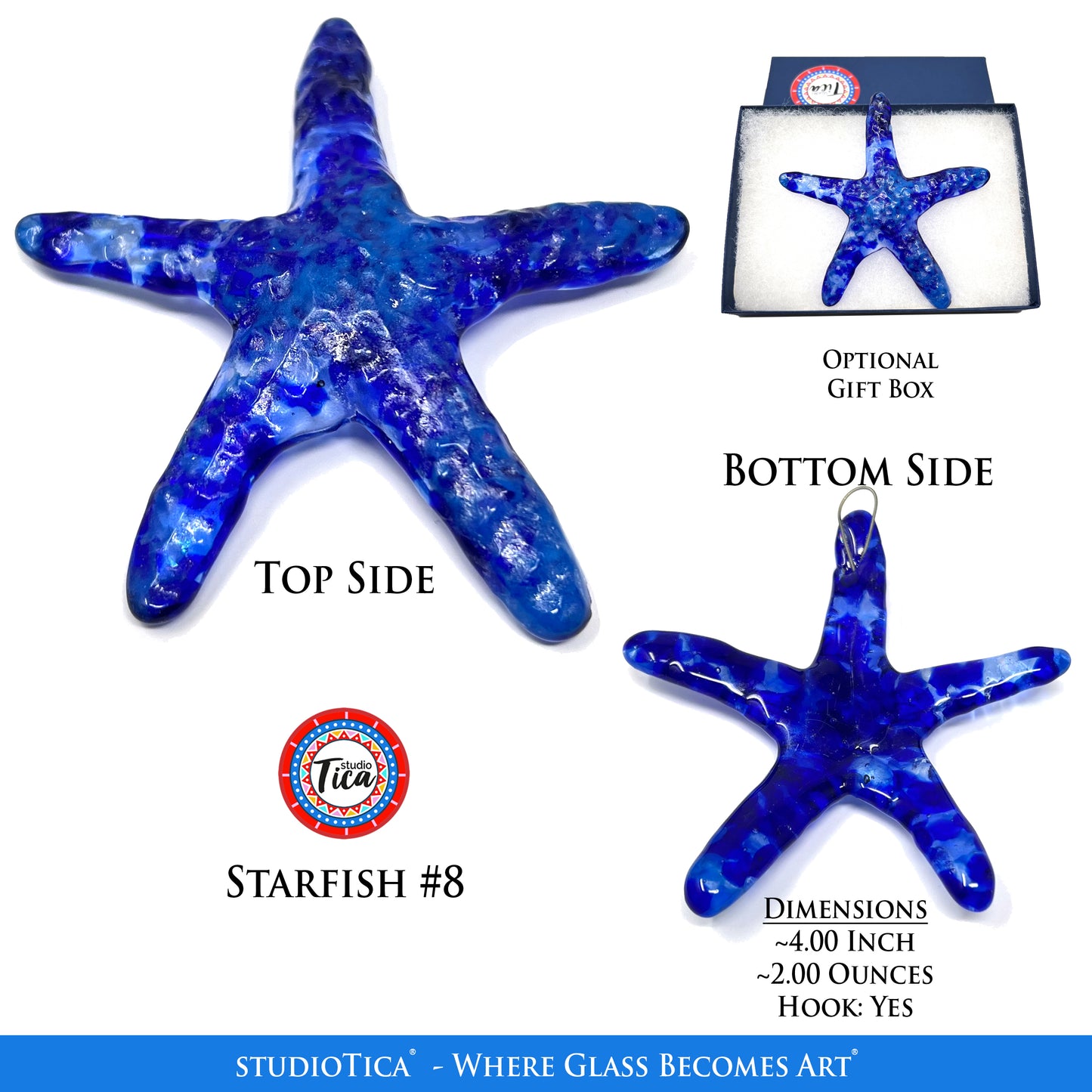 studioTica® Glass Starfish - Starfish Blues