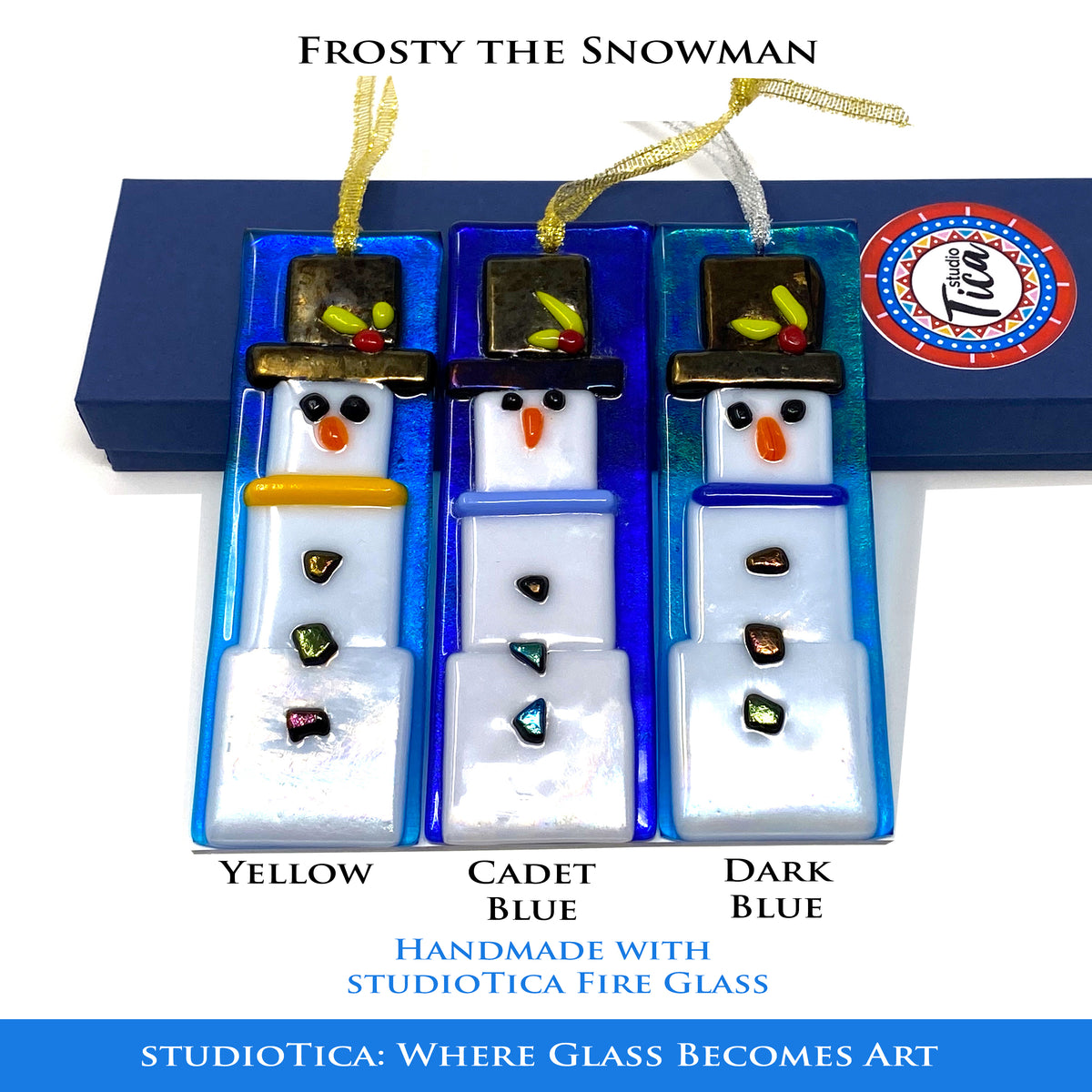 Handmade Glass Ornament - Frosty the Snowman