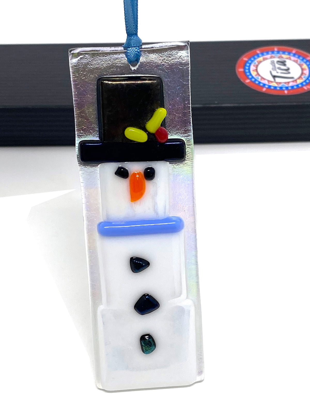 Handmade Glass Ornament - Frosty the Snowman