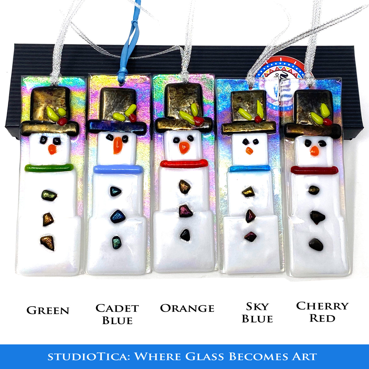 Handmade Glass Ornament - Frosty the Snowman