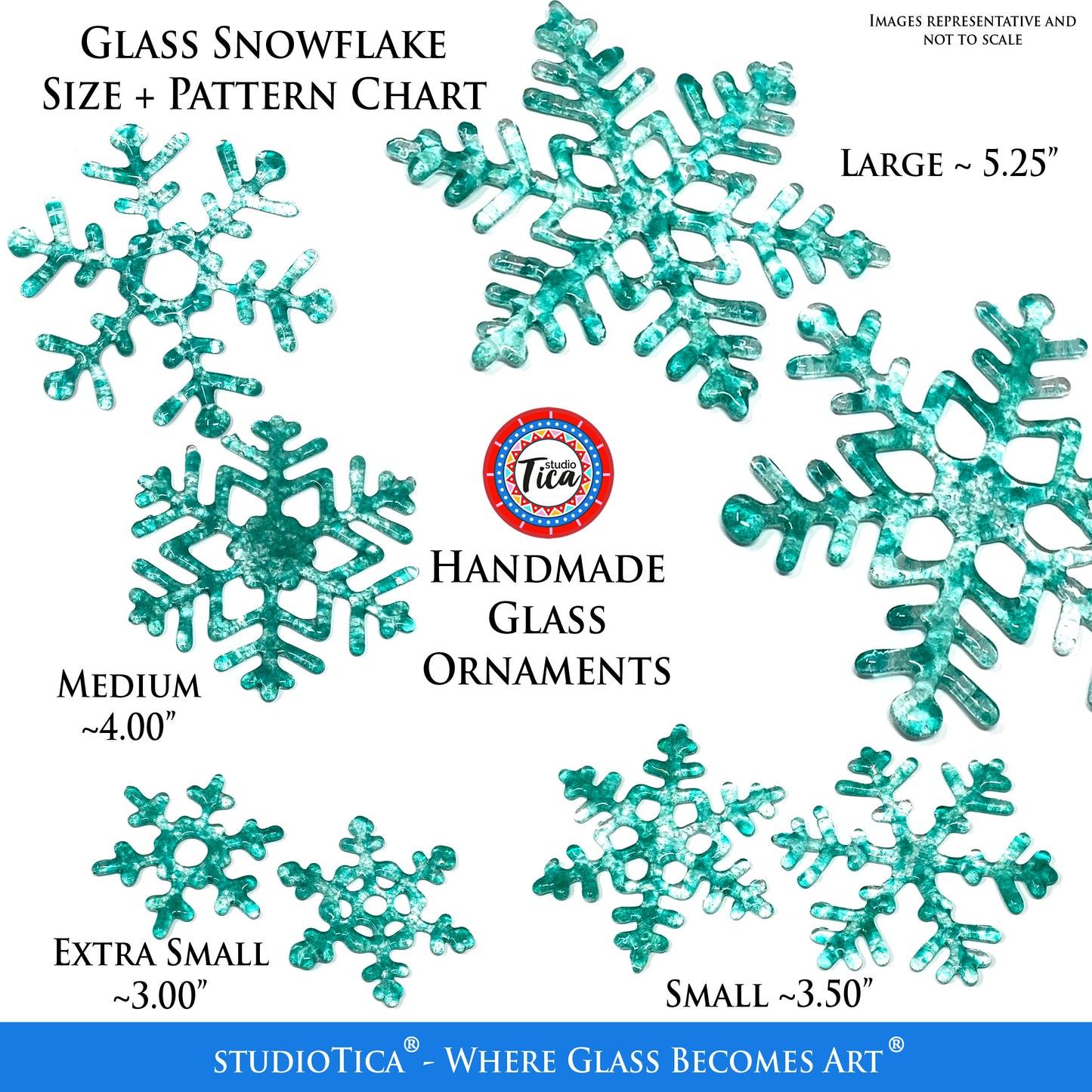 studioTica Emerald Coast - Handmade Glass Snowflakes