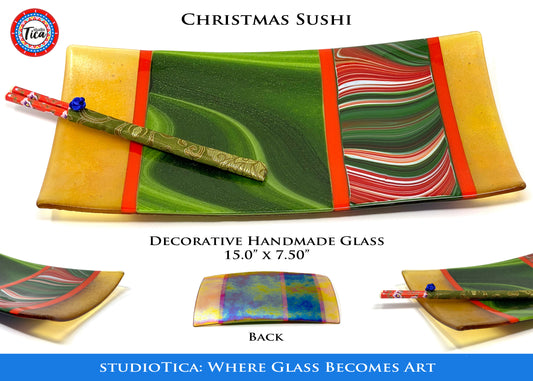 studioTica® Glass Centerpiece - 15" - A Golden Christmas