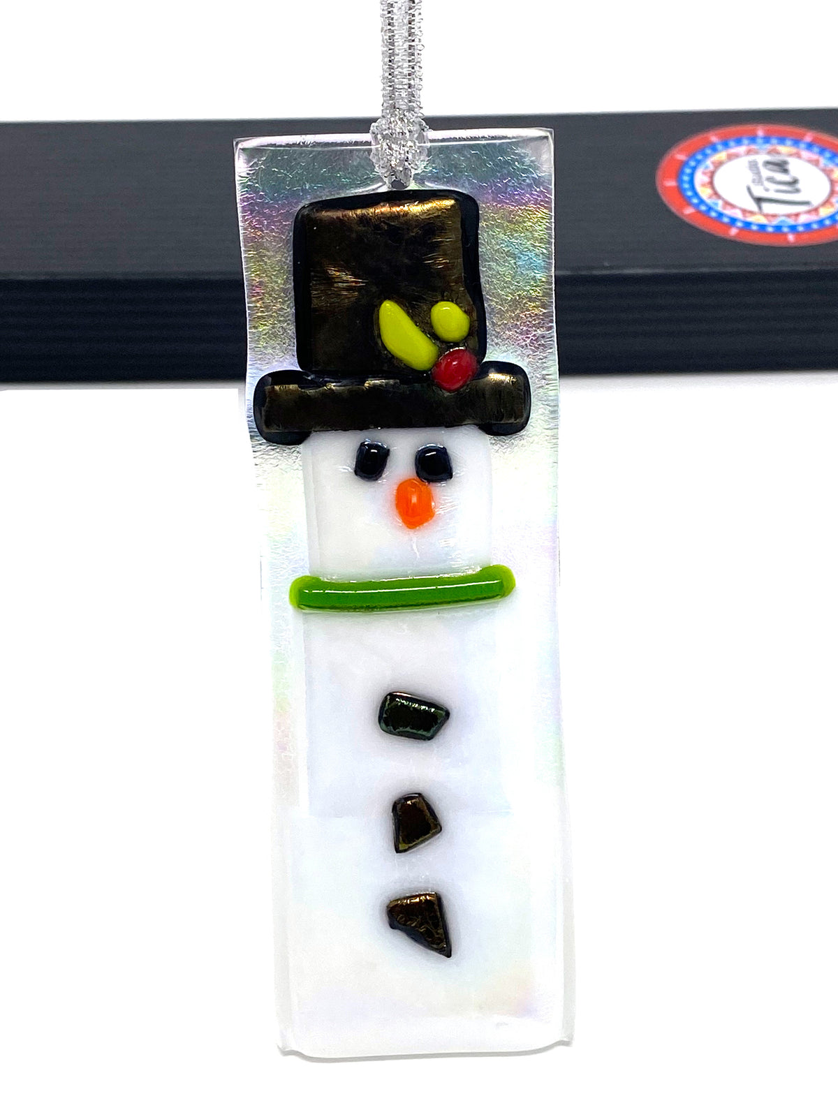 Handmade Glass Ornament - Frosty the Snowman