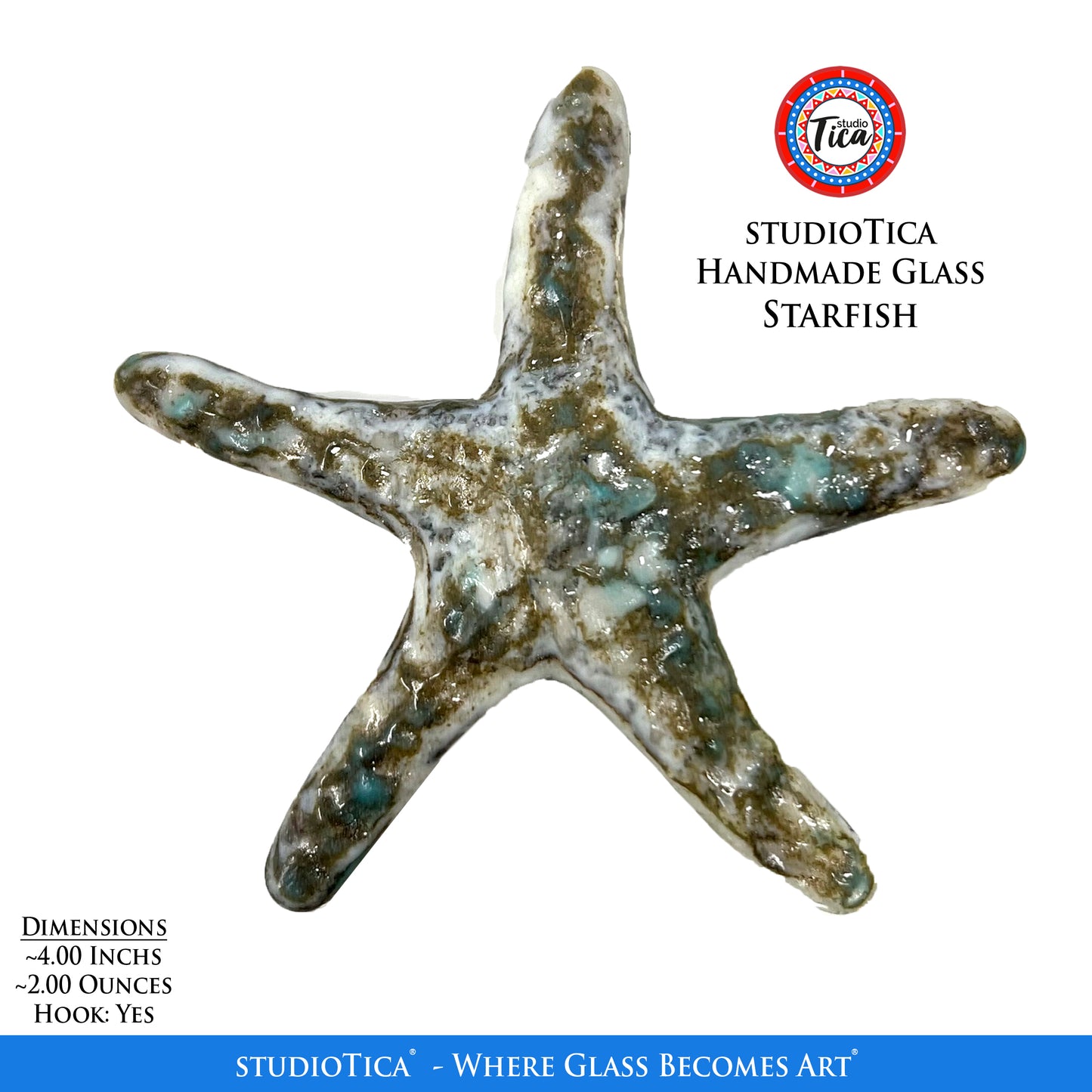 studioTica® Glass Starfish - Sandy Beach