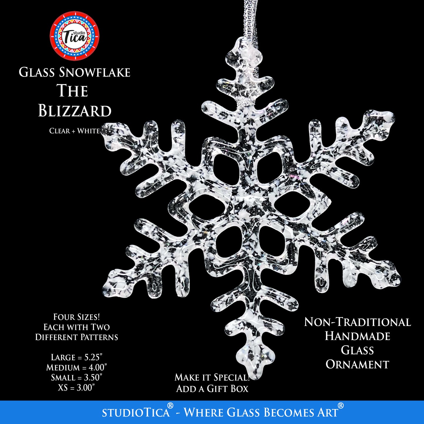 Handmade Glass Snowflake - The Blizzard - by studioTica