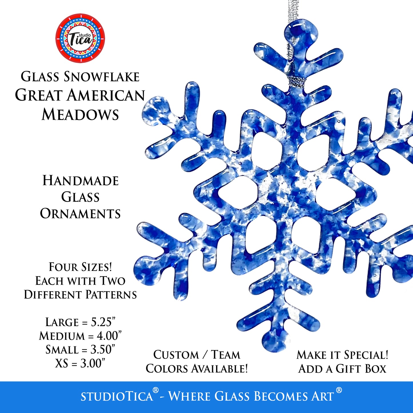 Handmade Glass Snowflake - American Meadows - by studioTica