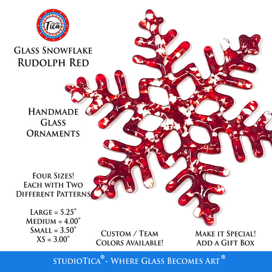 Handmade Glass Snowflake - Rudolph Red - by studioTica