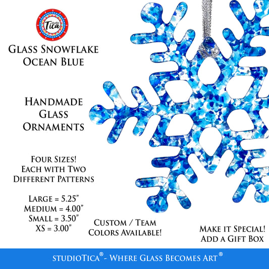 Handmade Glass Snowflake - Ocean Blue - by studioTica