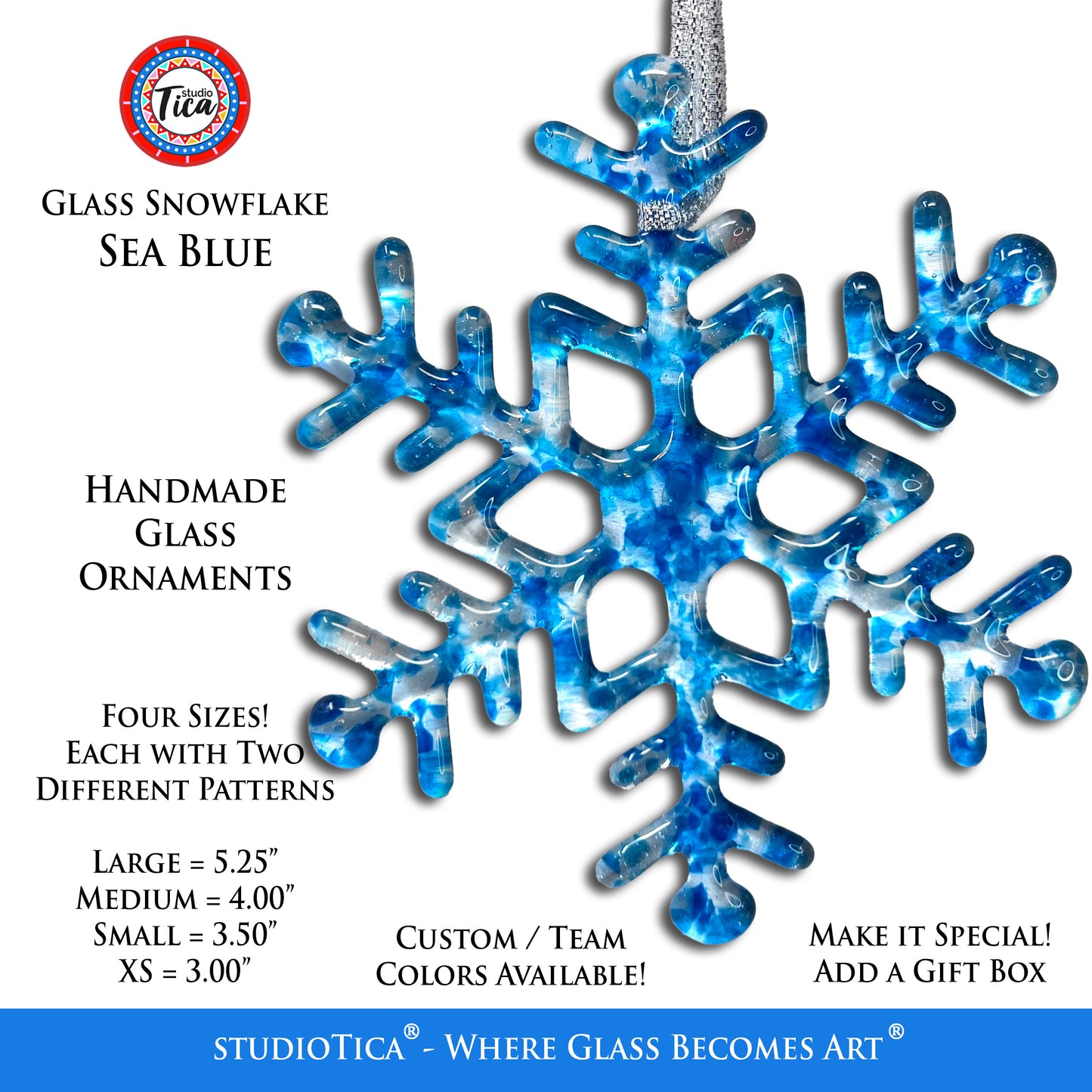 studioTica® Glass Snowflake - Sea Blue