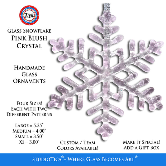Handmade Glass Snowflake - Pink Blush - by studioTica