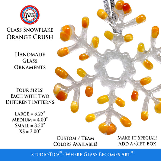 Handmade Glass Snowflake - Orange Crush - by studioTica