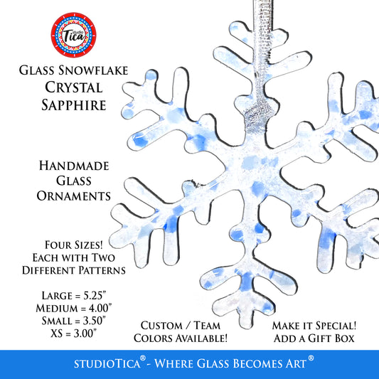 Handmade Glass Snowflake - Sapphire Crystal - by studioTica
