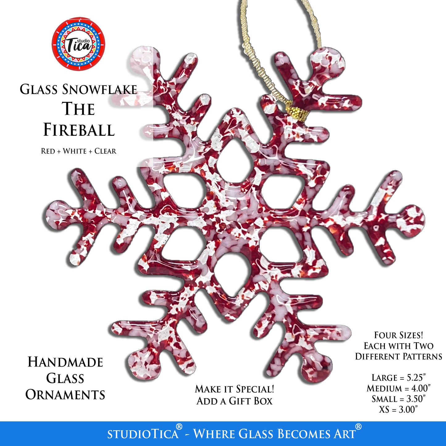 studioTica® Glass Snowflake - Fireball