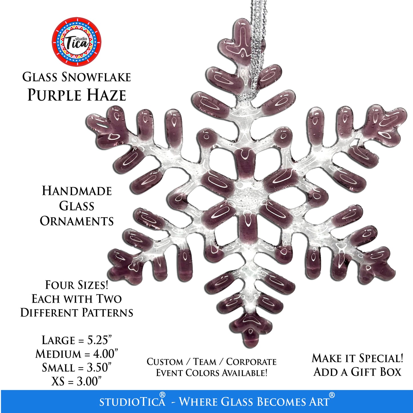 studioTica Purple Haze - Handmade Glass Snowflakes