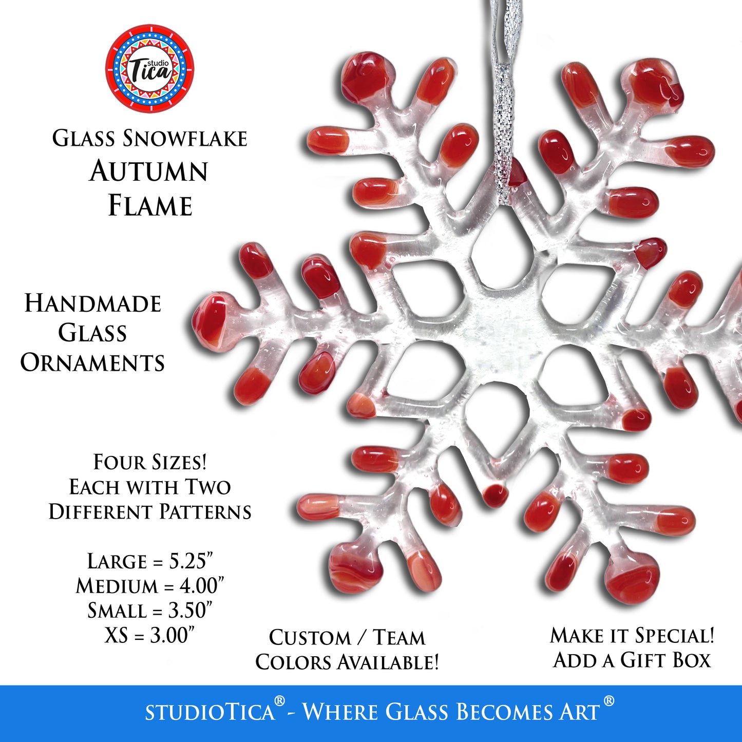 studioTica® Glass Snowflake - Flame