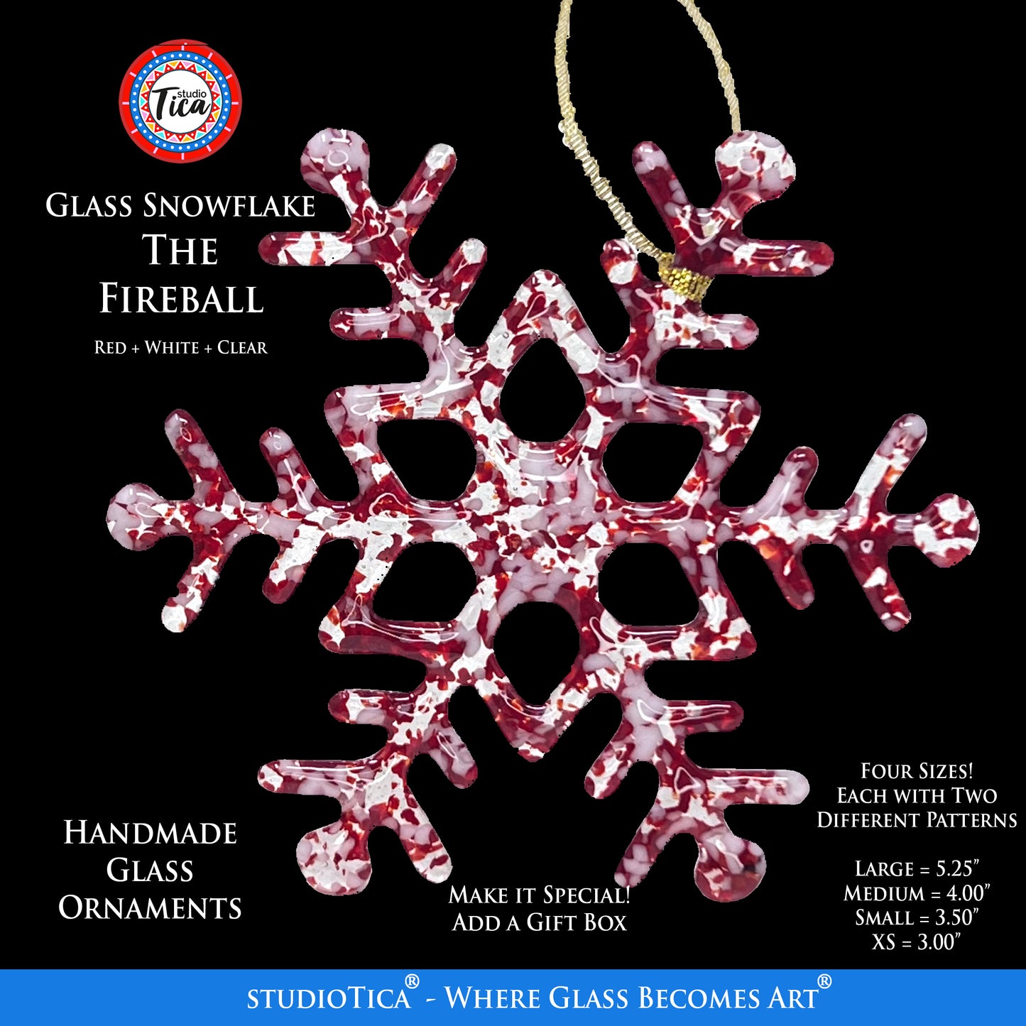studioTica® Glass Snowflake - Fireball