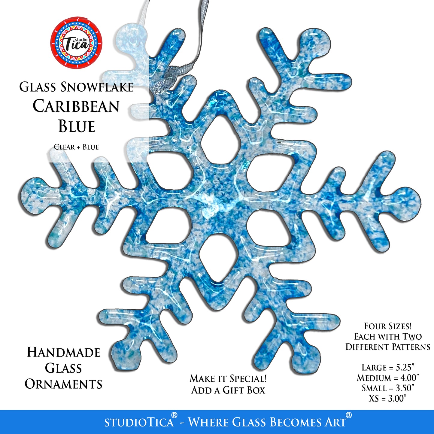 studioTica® Glass Snowflake - Caribbean Blue