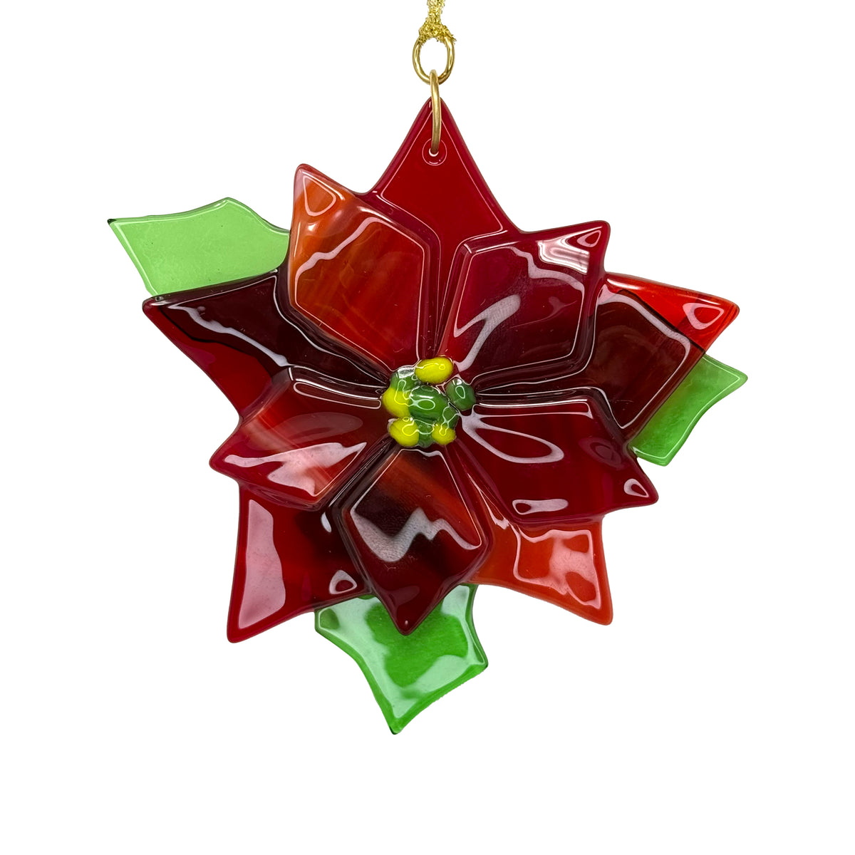 Handmade Glass Ornament - Poinsettia