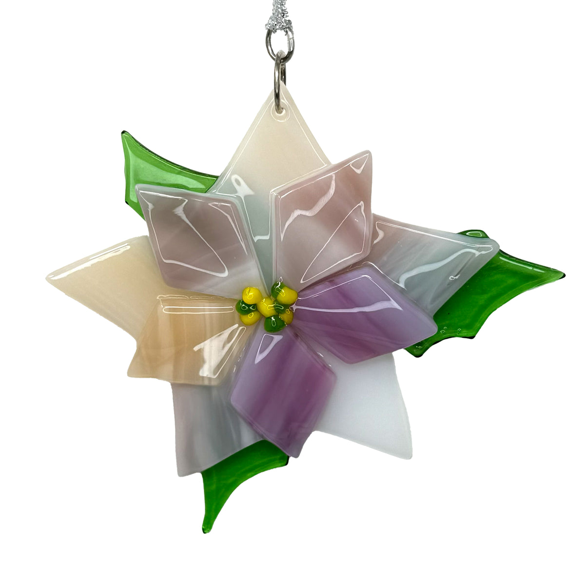 Handmade Glass Ornament - Poinsettia