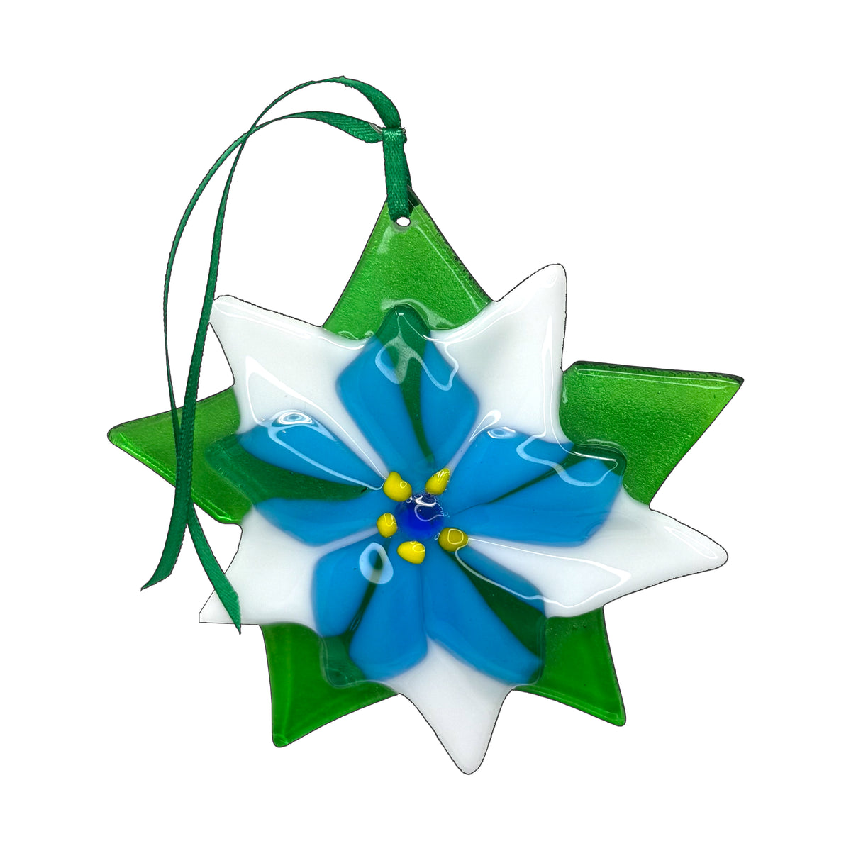 Handmade Glass Ornament - Poinsettia