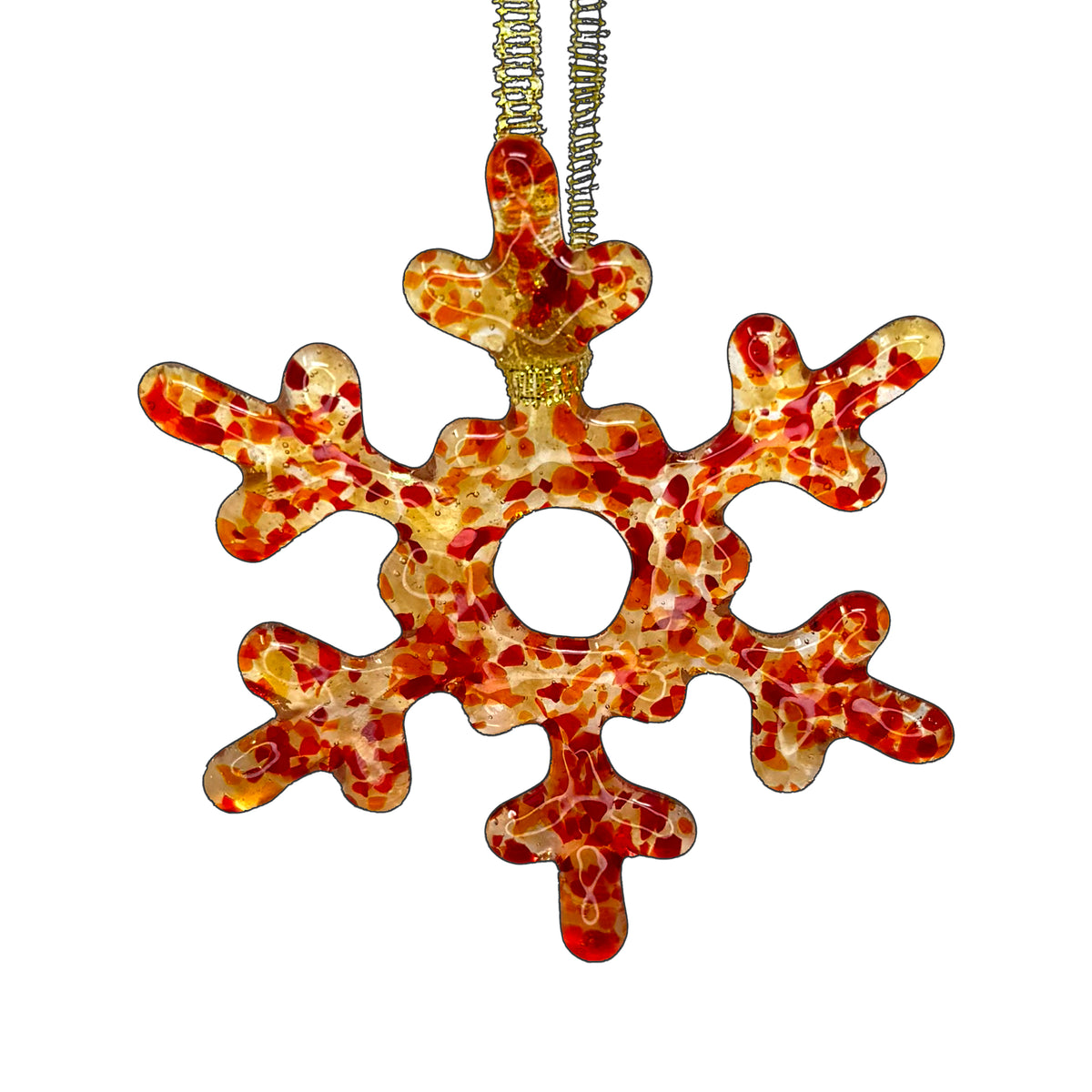 Handmade Glass Snowflake - Rim of Fire - by studioTica