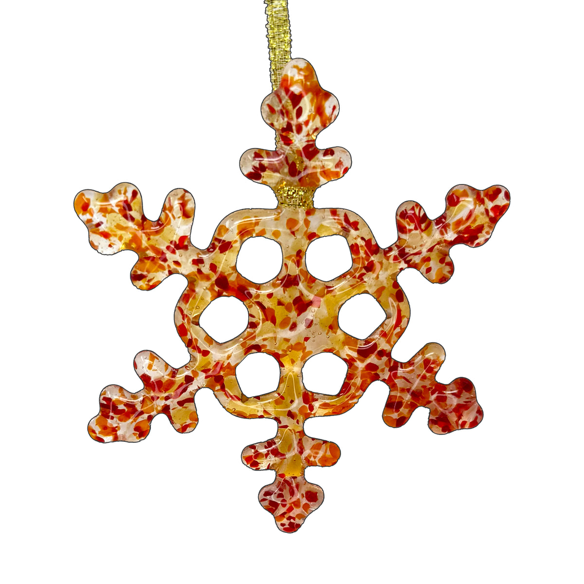 Handmade Glass Snowflake - Rim of Fire - by studioTica