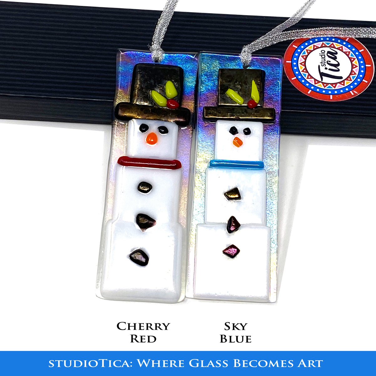 Handmade Glass Ornament - Frosty the Snowman