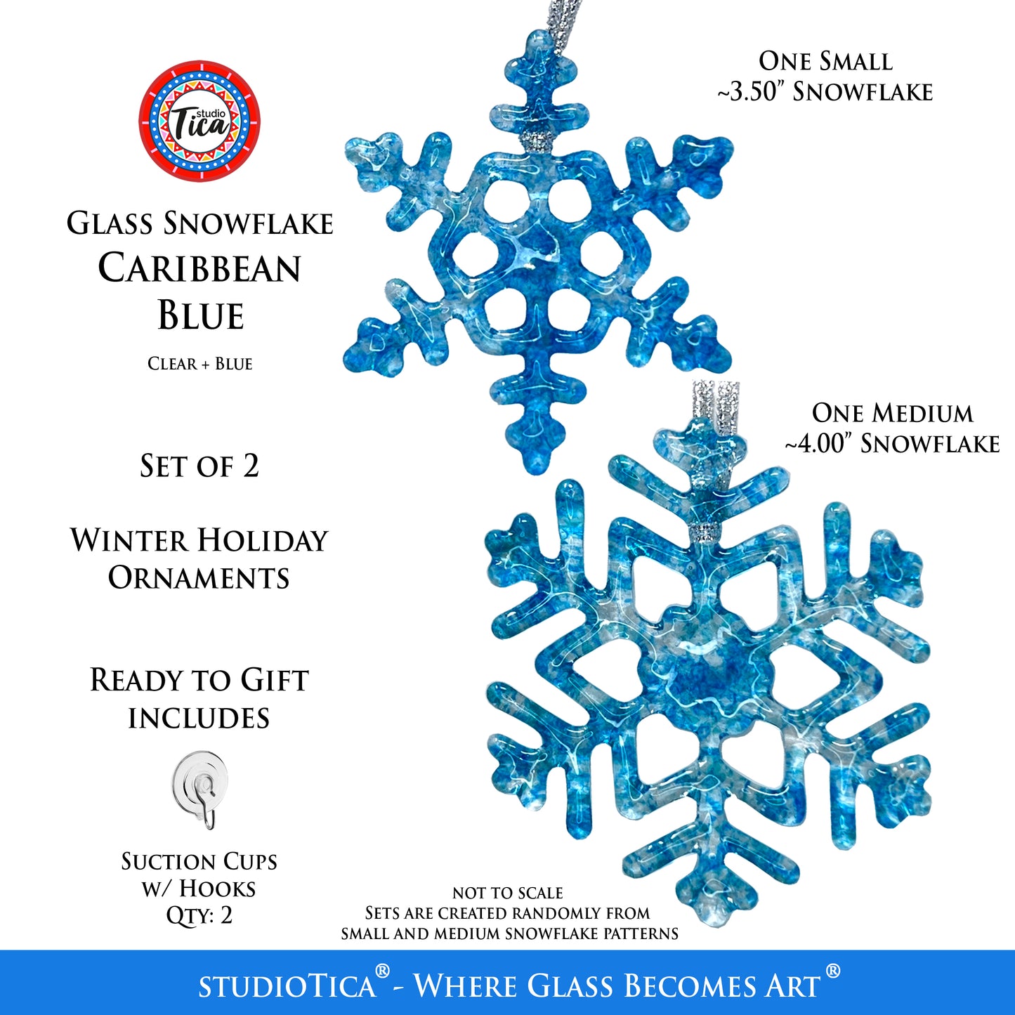 studioTica® Glass Snowflake - Caribbean Blue
