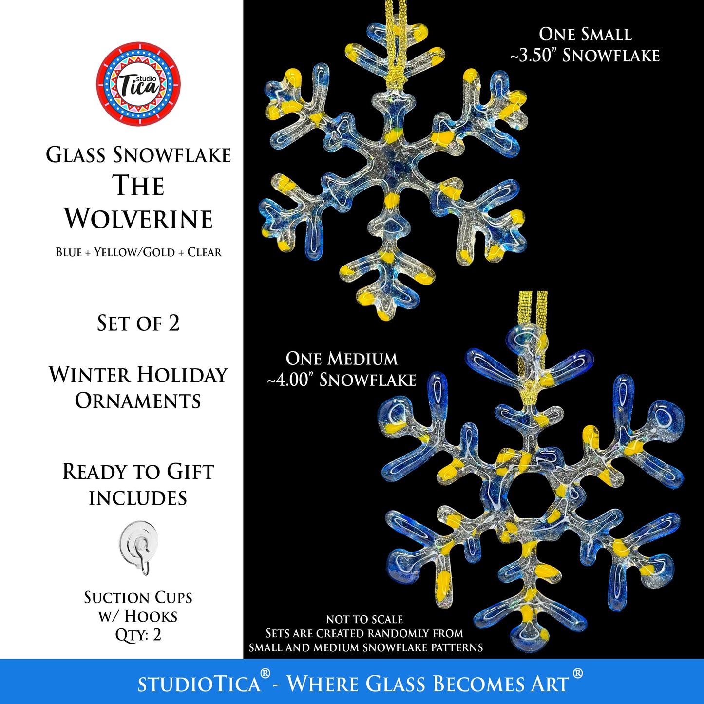 Handmade Glass Snowflake - The Wolverine - by studioTica