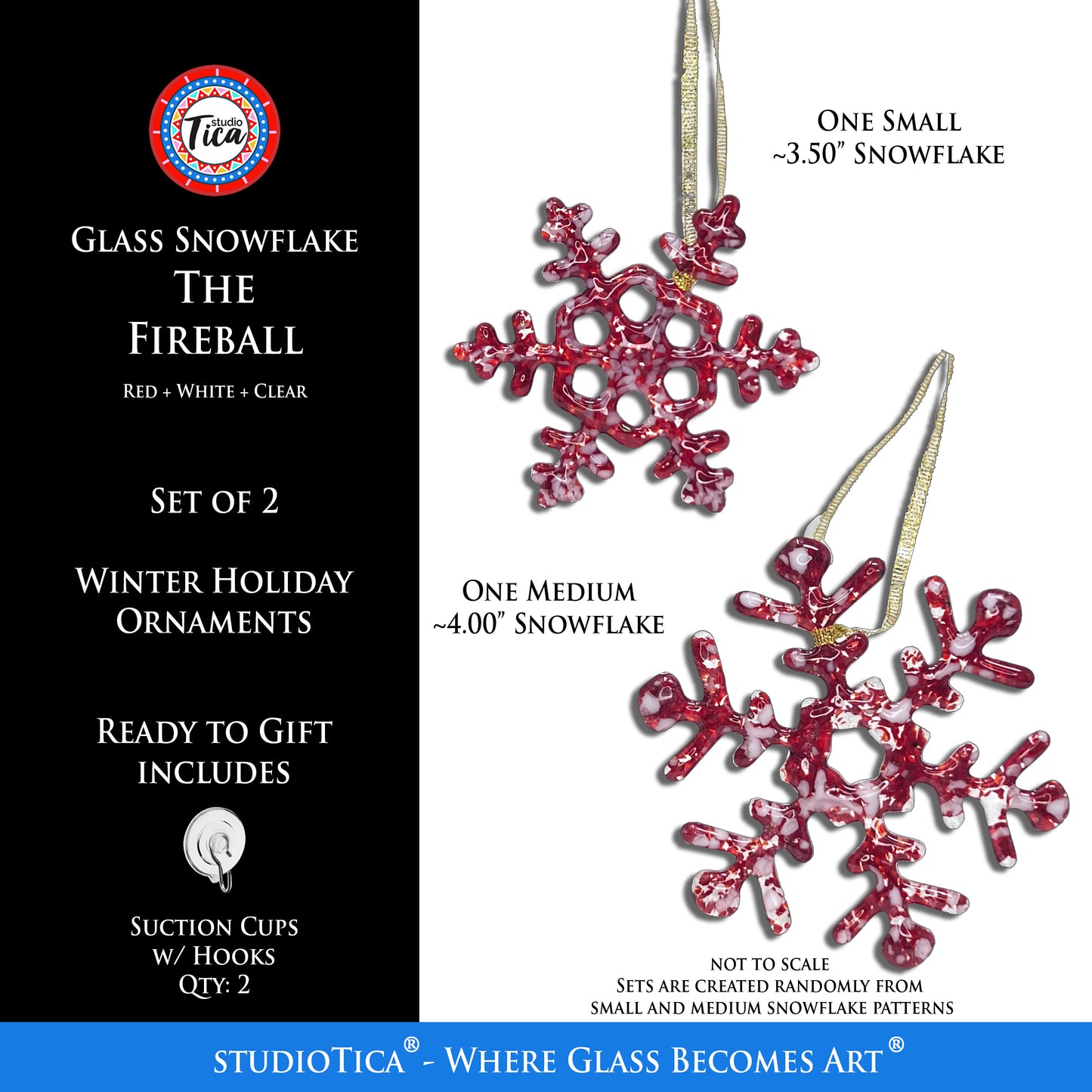 studioTica® Glass Snowflake - Fireball