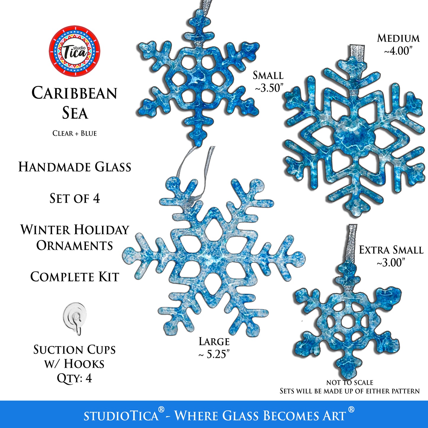 studioTica® Glass Snowflake - Caribbean Blue