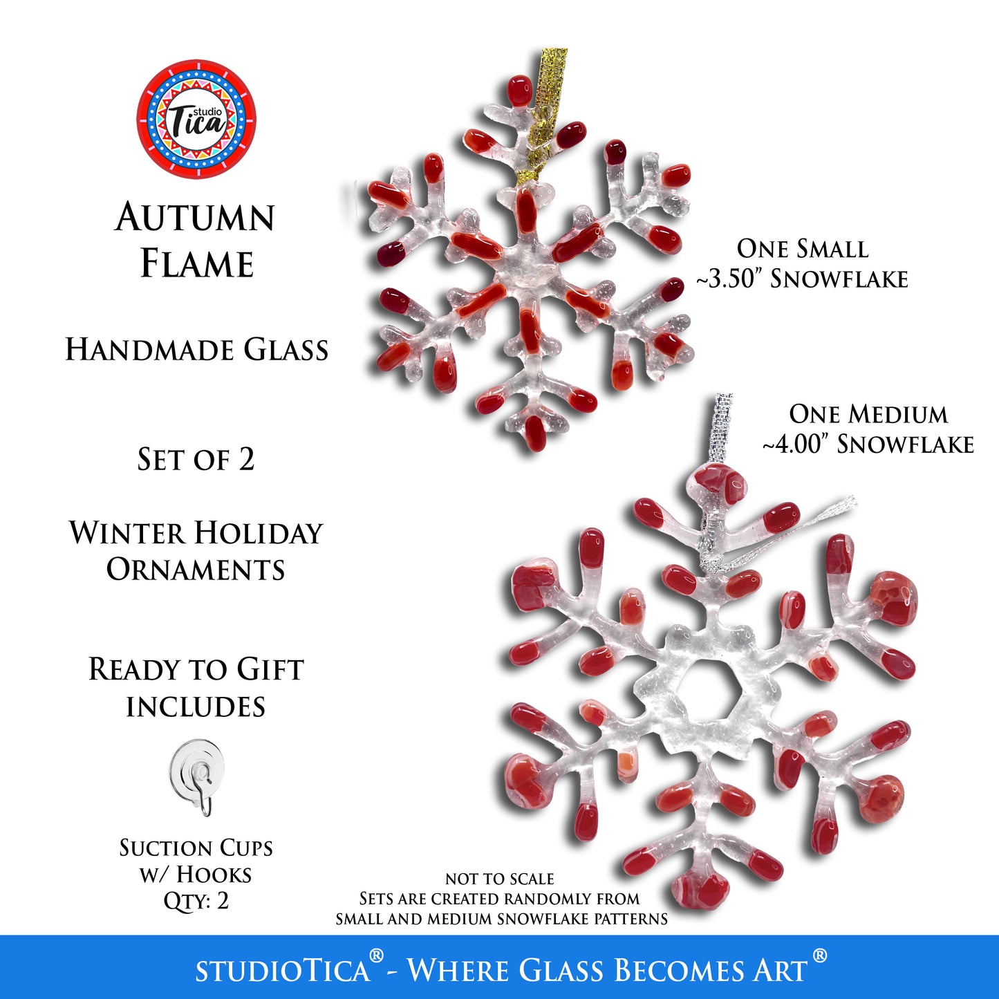 studioTica® Glass Snowflake - Flame