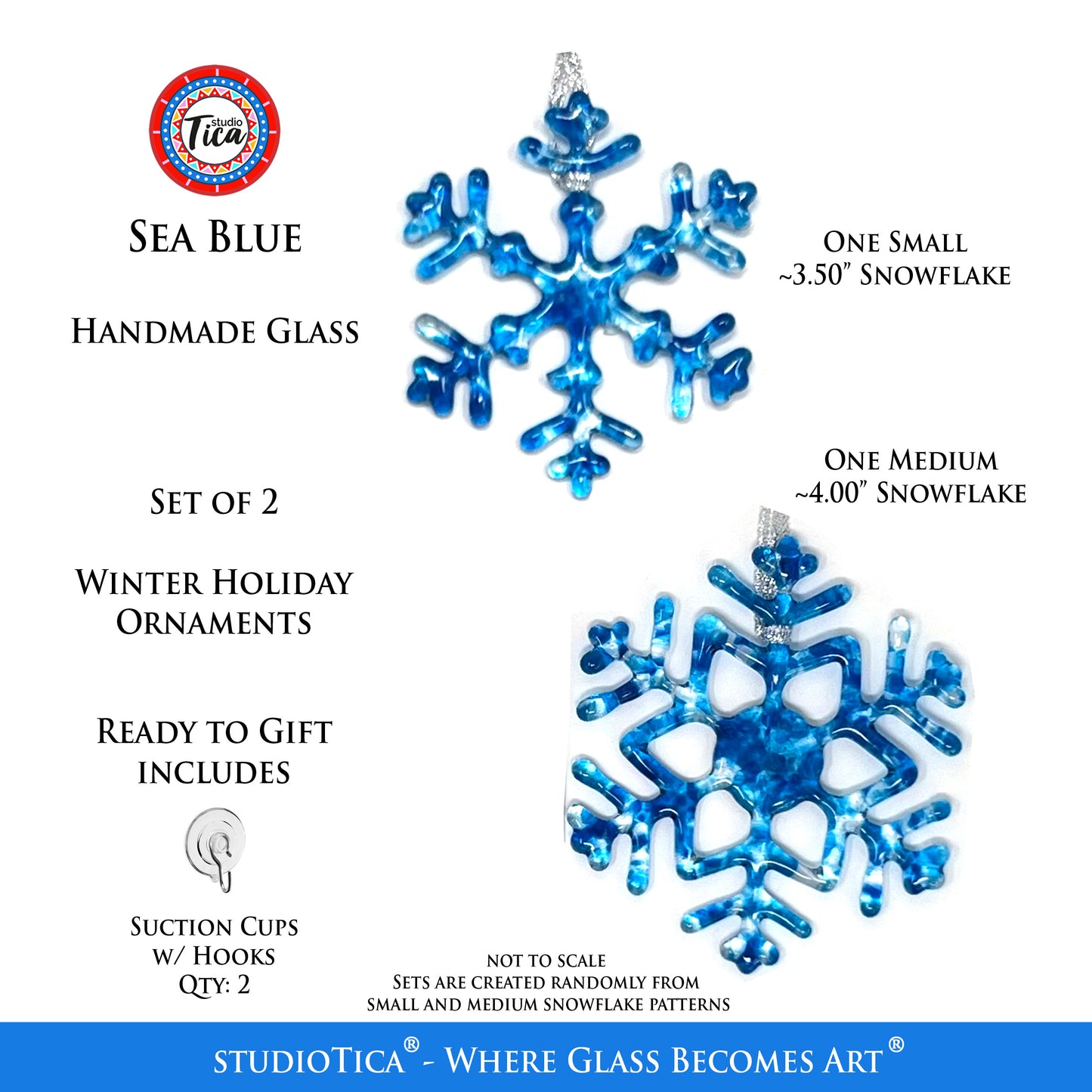 studioTica® Glass Snowflake - Sea Blue