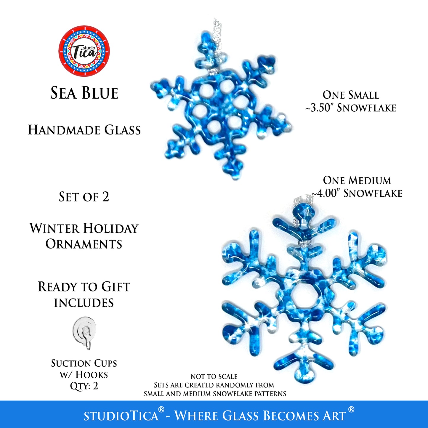 studioTica® Glass Snowflake - Sea Blue
