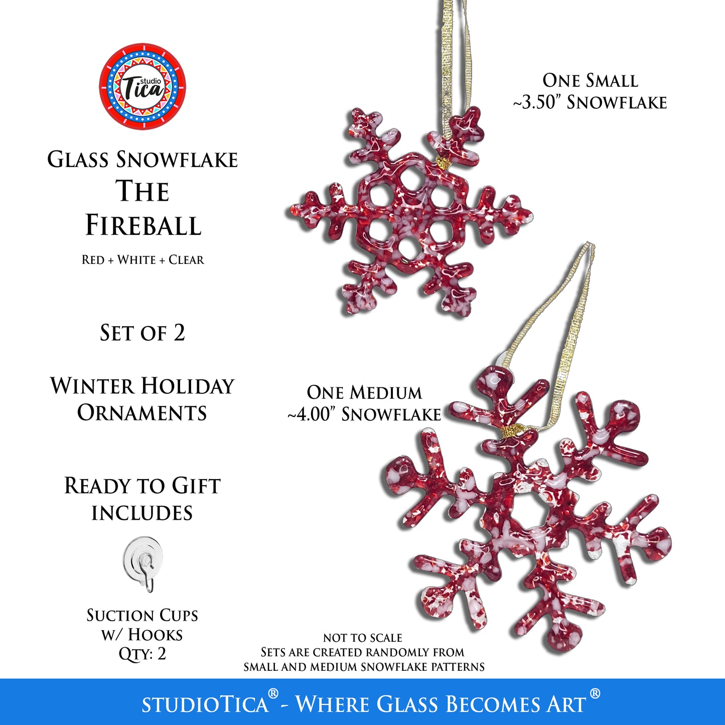 studioTica® Glass Snowflake - Fireball